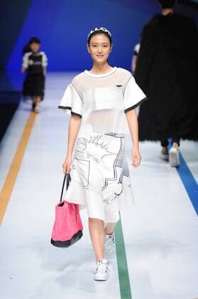 BEIJING, CHINA - MARCH 27: (CHINA OUT) A model showcases designs on the runway at COMME TU ES Collection during the Mercedes-Benz China Fashion Week Autumn Winter 2016 2017 at Beijing Hotel on March 27, 2016 in Beijing, China.  CFP481794510
