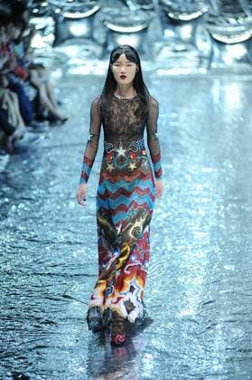 BEIJING, CHINA - MARCH 27: (CHINA OUT) A model showcases designs on the runway at Mary Katrantzou Collection during the Mercedes-Benz China Fashion Week Autumn Winter 2016 2017 at 751D.Park on March 27, 2016 in Beijing, China.  CFP481794573