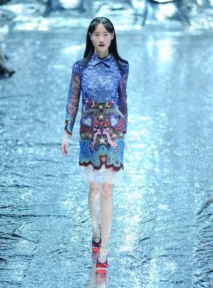 BEIJING, CHINA - MARCH 27: (CHINA OUT) A model showcases designs on the runway at Mary Katrantzou Collection during the Mercedes-Benz China Fashion Week Autumn Winter 2016 2017 at 751D.Park on March 27, 2016 in Beijing, China.  CFP481794577