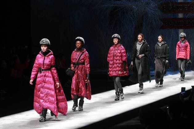 BEIJING, CHINA - MARCH 28: (CHINA OUT) Models showcase designs on the runway at BOSIDENG Collection during the Mercedes-Benz China Fashion Week Autumn Winter 2016 2017 at Beijing Hotel on March 28, 2016 in Beijing, China.  CFP481829680
