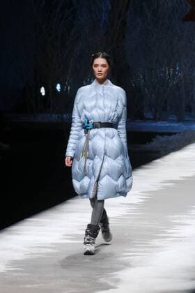 BEIJING, CHINA - MARCH 28: (CHINA OUT) A model showcases designs on the runway at BOSIDENG Collection during the Mercedes-Benz China Fashion Week Autumn Winter 2016 2017 at Beijing Hotel on March 28, 2016 in Beijing, China.  CFP481829682