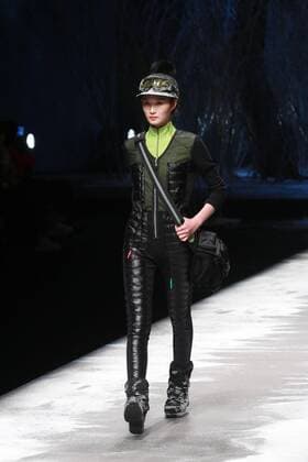 BEIJING, CHINA - MARCH 28: (CHINA OUT) A model showcases designs on the runway at BOSIDENG Collection during the Mercedes-Benz China Fashion Week Autumn Winter 2016 2017 at Beijing Hotel on March 28, 2016 in Beijing, China.  CFP481829688