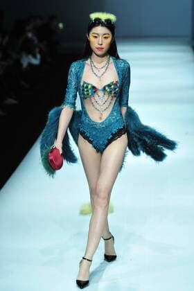 BEIJING, CHINA - MARCH 28: (CHINA OUT) A model showcases designs on the runway at XEFIEE Collection during the Mercedes-Benz China Fashion Week Autumn Winter 2016 2017 at 751D.Park on March 28, 2016 in Beijing, China.  CFP481829598