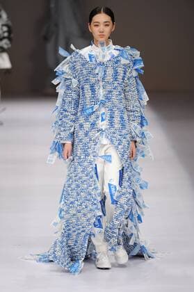 BEIJING, CHINA - MARCH 29: (CHINA OUT) A model showcases designs on the runway at Beijing Institute of Fashion Technology¡¤Emerging Design Collection & BIFT¡¤ELLASSAY Scholarship Awarding Ceremony during the Mercedes-Benz China Fashion Week Autumn Winter 2016 2017 at Beijing Hotel on March 29, 2016 in Beijing, China.  CFP481872742