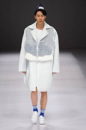 BEIJING, CHINA - MARCH 29: (CHINA OUT) A model showcases designs on the runway at Beijing Institute of Fashion Technology¡¤Emerging Design Collection & BIFT¡¤ELLASSAY Scholarship Awarding Ceremony during the Mercedes-Benz China Fashion Week Autumn Winter 2016 2017 at Beijing Hotel on March 29, 2016 in Beijing, China.  CFP481872752