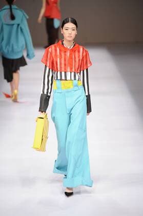 BEIJING, CHINA - MARCH 29: (CHINA OUT) A model showcases designs on the runway at Beijing Institute of Fashion Technology¡¤Emerging Design Collection & BIFT¡¤ELLASSAY Scholarship Awarding Ceremony during the Mercedes-Benz China Fashion Week Autumn Winter 2016 2017 at Beijing Hotel on March 29, 2016 in Beijing, China.  CFP481872791