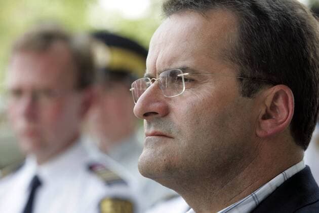 March 29, 2016 - File - Former Canadian Parliamentarian JEAN LAPIERRE and several members of his family were among seven killed in a plane crash off the coast of eastern Quebec. The political commentator, his two brothers and a sister were on their way to the funeral of Lapierre s father in Iles-De-La-Madeleine. Pictured: Aug 03, 2005; Toronto, Canada - The Honourable Jean Lapierre, Minister of Transport, during a press conference at the GTAA, one day after the crash of the Air France Flight 358 jet. Toronto Canada  - ZUMAt14_