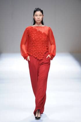 BEIJING, CHINA - MARCH 29: (CHINA OUT) A model showcases designs on the runway at Fei Gallery & Boutique Collection during the Mercedes-Benz China Fashion Week Autumn Winter 2016 2017 at Beijing Hotel on March 29, 2016 in Beijing, China.  CFP481873144