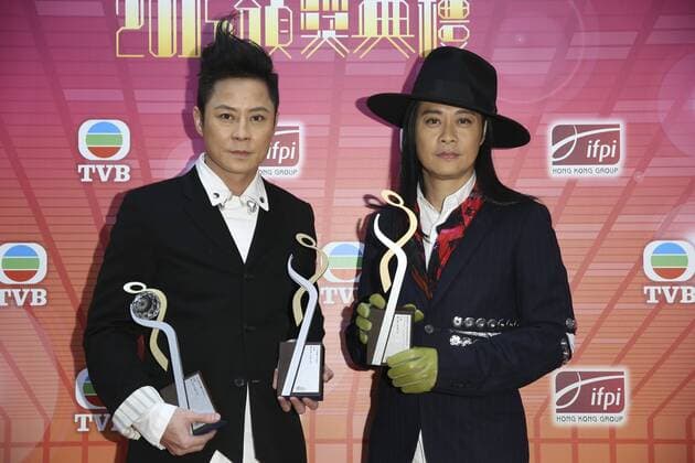 HONG KONG, CHINA - MARCH 29: (CHINA OUT) Male group Grasshopper attend the recording of IFPI Hong Kong Music Top Sales Awards 2015 on March 29, 2016 in Hong Kong, China.  CFP481873357
