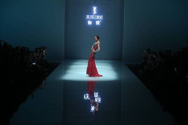 BEIJING, CHINA - MARCH 30: (CHINA OUT) A model showcases designs on the runway at JUSERE Collection during the Mercedes-Benz China Fashion Week Autumn Winter 2016 2017 at 751D.Park on March 30, 2016 in Beijing, China.  CFP481928240