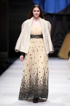 BEIJING, CHINA - MARCH 30: (CHINA OUT) A model showcases designs on the runway at J.Queen & Little Collection during the Mercedes-Benz China Fashion Week Autumn Winter 2016 2017 at Beijing Hotel on March 30, 2016 in Beijing, China.  CFP481930915