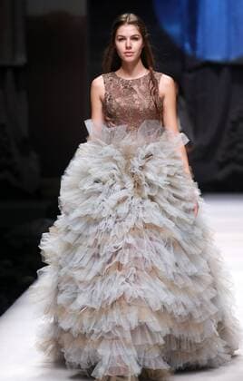 BEIJING, CHINA - MARCH 30: (CHINA OUT) A model showcases designs on the runway at J.Queen & Little Collection during the Mercedes-Benz China Fashion Week Autumn Winter 2016 2017 at Beijing Hotel on March 30, 2016 in Beijing, China.  CFP481930916