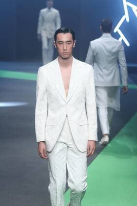 BEIJING, CHINA - MARCH 30: (CHINA OUT) A model showcases designs on the runway at XUANPRIVE Collection during the Mercedes-Benz China Fashion Week Autumn Winter 2016 2017 at 751D.Park on March 30, 2016 in Beijing, China.  CFP481946247