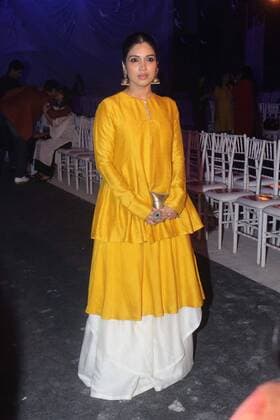 MUMBAI, INDIA - MARCH 29: Bollywood actor Bhumi Pednekar during the opening show of Lakme Fashion Week Summer Resort 2016, at Mehboob Studio, Bandra on March 29, 2016 in Mumbai, India. (Photo by Pramod Thakur Hindustan Times ) Lakme Fashion Week Summer Resort 2016