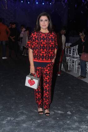 MUMBAI, INDIA - MARCH 29: Bollywood actor and director Farah Khan during the opening show of Lakme Fashion Week Summer Resort 2016, at Mehboob Studio, Bandra on March 29, 2016 in Mumbai, India. (Photo by Pramod Thakur Hindustan Times ) Lakme Fashion Week Summer Resort 2016