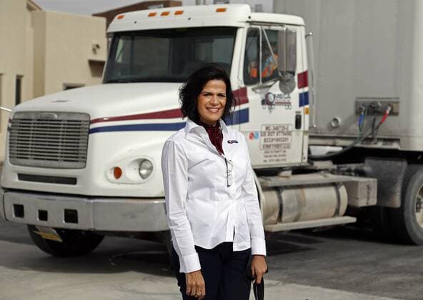 March 31, 2016 - Santa Teresa, NM, U.S. - Miriam Kotkowski, president of Omega Trucking, poses for a photo at their new offices in Santa Teresa, New Mexico, Thursday, March 31, 2016. Santa Teresa U.S. - ZUMAab1_
