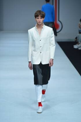 BEIJING, CHINA - MARCH 31: (CHINA OUT) A model showcases designs on the runway at RX Ren Zhong & Xu Xinyin Men s Wear Collection during the Mercedes-Benz China Fashion Week Autumn Winter 2016 2017 at 751D.Park on March 31, 2016 in Beijing, China.  CFP481994531