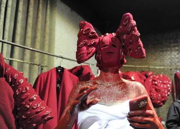 BEIJING, CHINA - MARCH 31: (CHINA OUT) A model prepares at backstage prior to the Sheguang Hu Collection during the Mercedes-Benz China Fashion Week Autumn Winter 2016 2017 at 751D.Park on March 31, 2016 in Beijing, China.  CFP481979942