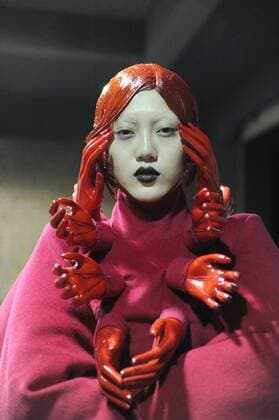 BEIJING, CHINA - MARCH 31: (CHINA OUT) A model prepares at backstage prior to the Sheguang Hu Collection during the Mercedes-Benz China Fashion Week Autumn Winter 2016 2017 at 751D.Park on March 31, 2016 in Beijing, China.  CFP481979945