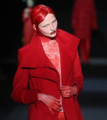 BEIJING, CHINA - MARCH 31: (CHINA OUT) A model showcases designs on the runway at Sheguang Hu Collection during the Mercedes-Benz China Fashion Week Autumn Winter 2016 2017 at 751D.Park on March 31, 2016 in Beijing, China.  CFP481980108