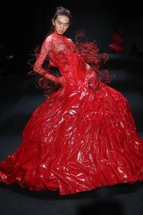 BEIJING, CHINA - MARCH 31: (CHINA OUT) A model showcases designs on the runway at Sheguang Hu Collection during the Mercedes-Benz China Fashion Week Autumn Winter 2016 2017 at 751D.Park on March 31, 2016 in Beijing, China.  CFP481980116