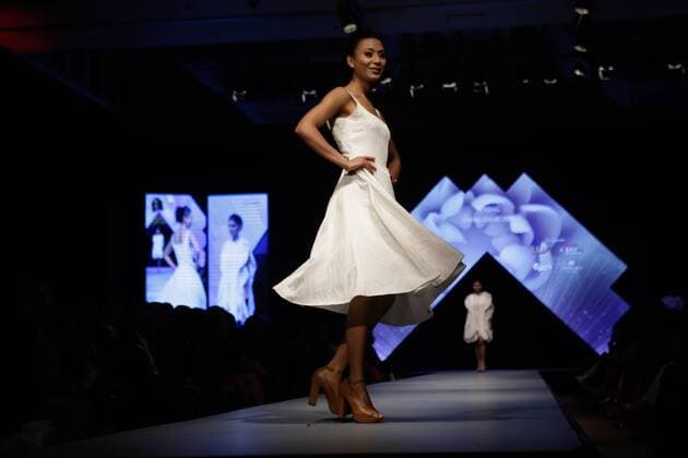 April 1, 2016 - Kathmandu, Nepal - A model presents a creation by a local designer during the 3rd day of Nepal Fashion Week in Kathmandu, Nepal on April 1, 2016. Kathmandu Nepal  - ZUMAn230