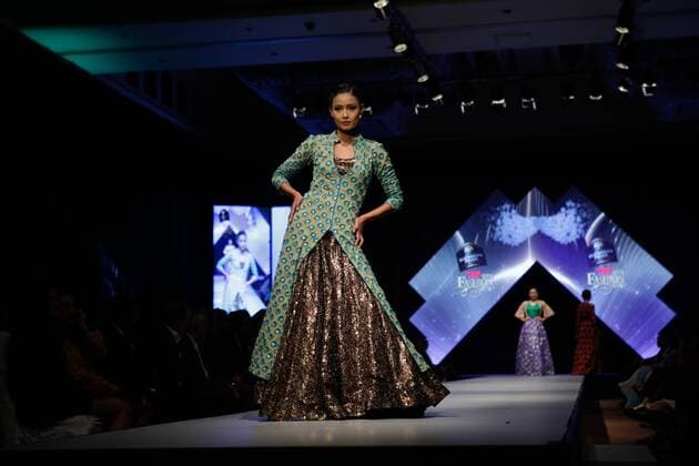 April 1, 2016 - Kathmandu, Nepal - A model presents a creation by a local designer during the 3rd day of Nepal Fashion Week in Kathmandu, Nepal on April 1, 2016. Kathmandu Nepal  - ZUMAn230