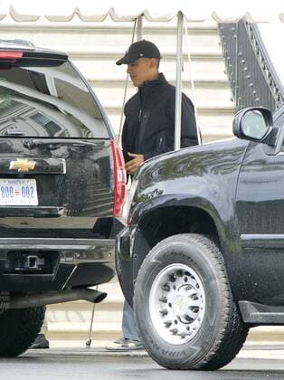 April 2, 2016 - Washington, District of Columbia, United States of America - United States President Barack Obama departs the White House in Washington, DC for a round of golf at Joint Base Andrews on Saturday, April 2, 2016..Credit: Washington United States of America - ZUMAs152