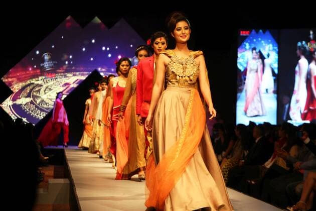 Nepal: TGIF Fashion week in Kathmandu Models wear designers creation on the last day of TGIF Nepal Fashion week in Kathmandu, Nepal.  ArchanaxShrestha
