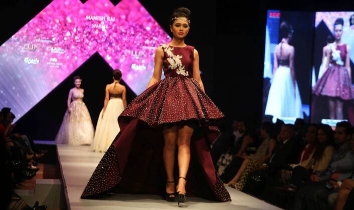 Nepal: TGIF Fashion week in Kathmandu A Model wears designers creation on the last day of TGIF Nepal Fashion week in Kathmandu, Nepal.  ArchanaxShrestha