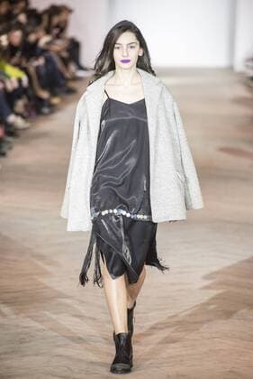 (160403) -- TBILISI, April 3, 2016 -- A model presents a creation by Nini Chelidze from Georgia during the Tbilisi Fall & Winter Fashion Week 2016-2017 in Tbilisi, capital of Georgia, on April 3, 2016. ) GEORGIA-TBILISI-FALL & WINTER FASHION WEEK GiorgixInduashvili 