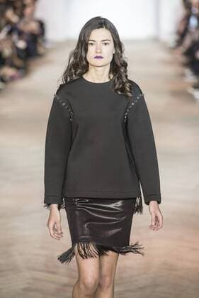 (160403) -- TBILISI, April 3, 2016 -- A model presents a creation by Nini Chelidze from Georgia during the Tbilisi Fall & Winter Fashion Week 2016-2017 in Tbilisi, capital of Georgia, on April 3, 2016. ) GEORGIA-TBILISI-FALL & WINTER FASHION WEEK GiorgixInduashvili 