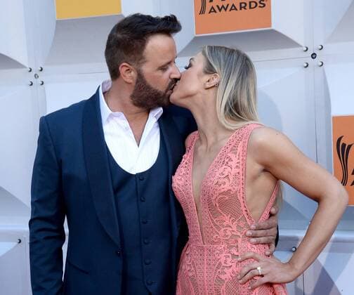 Country Music Awards in Las Vegas (L-R) Singer Randy Houser and Tatiana Starzynski attend the 51st annual Academy of Country Music Awards held at the MGM Grand Arena in Las Vegas, Nevada on April 3, 2016.  LAV20160403075 JIMxRUYMEN