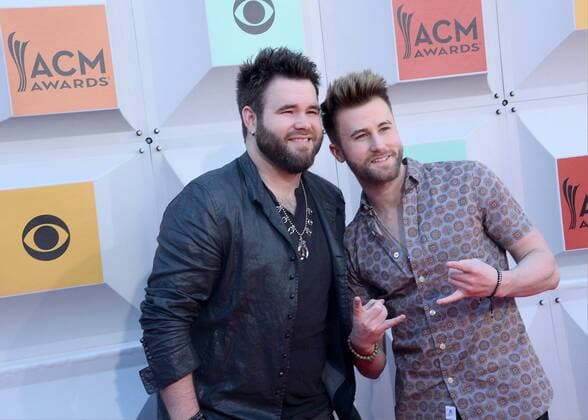Country Music Awards in Las Vegas (L-R) Zach Swon and Colton Swon attend the 51st annual Academy of Country Music Awards held at the MGM Grand Arena in Las Vegas, Nevada on April 3, 2016.  LAV20160403095 JIMxRUYMEN