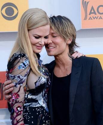 Country Music Awards in Las Vegas (L-R) Actress Nicole Kidman and singer Keith Urban attend the 51st annual Academy of Country Music Awards held at the MGM Grand Arena in Las Vegas, Nevada on April 3, 2016.  LAV20160403139 JIMxRUYMEN