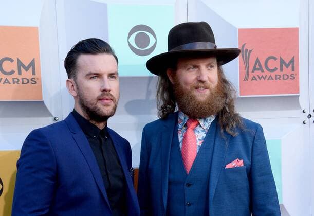Country Music Awards in Las Vegas (L-R) T.J. Osborne and John Osborne of the Brothers Osborne attend the 51st annual Academy of Country Music Awards held at the MGM Grand Arena in Las Vegas, Nevada on April 3, 2016.  LAV20160403197 JIMxRUYMEN