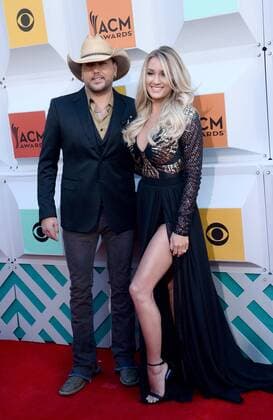 Country Music Awards in Las Vegas (L-R) Singer Jason Aldean and Brittany Kerr attend the 51st annual Academy of Country Music Awards held at the MGM Grand Arena in Las Vegas, Nevada on April 3, 2016.  LAV20160403201 JIMxRUYMEN