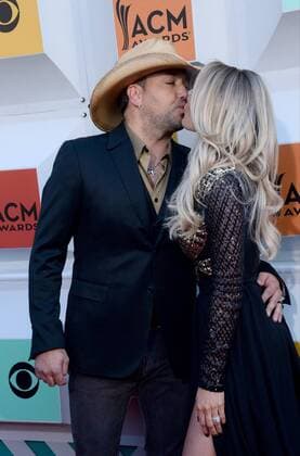 Country Music Awards in Las Vegas (L-R) Singer Jason Aldean and Brittany Kerr attend the 51st annual Academy of Country Music Awards held at the MGM Grand Arena in Las Vegas, Nevada on April 3, 2016.  LAV20160403202 JIMxRUYMEN