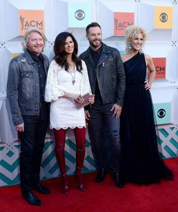 Country Music Awards in Las Vegas (L-R) Singers Phillip Sweet, Karen Fairchild, Jimi Westbrook, and Kimberly Schlapman of Little Big Town attend the 51st annual Academy of Country Music Awards held at the MGM Grand Arena in Las Vegas, Nevada on April 3, 2016.  LAV20160403218 JIMxRUYMEN