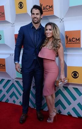 Country Music Awards in Las Vegas (L-R) NFL player Eric Decker and singer Jessie James attend the 51st annual Academy of Country Music Awards held at the MGM Grand Arena in Las Vegas, Nevada on April 3, 2016.  LAV20160403299 JIMxRUYMEN
