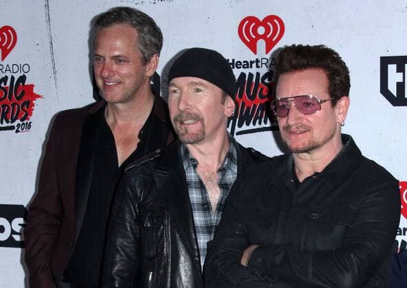 iHeartRadio Music Awards 2016 in Los Angeles Tom Poleman, The Edge and Bono of U2 IHEARTRADIO MUSIC AWARDS 2016 - PRESS ROOM Los Angeles Michael Heart PicturePerfect