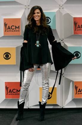 Recording artists Karen Fairchild of Little Big Town, winner of the Vocal Group of the Year award, backstage at the 51st annual Academy of Country Music Awards held at the MGM Grand Arena in Las Vegas, Nevada on April 3, 2016.  LAV20160403996 JIMxRUYMEN