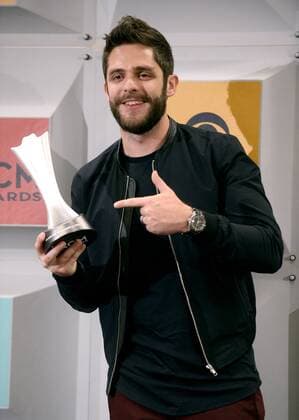Singer Thomas Rhett, winner of Single Record of the Year for Die a Happy Man, backstage at the 51st annual Academy of Country Music Awards held at the MGM Grand Arena in Las Vegas, Nevada on April 3, 2016.  LAV20160403405 JIMxRUYMEN