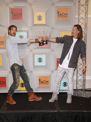 April 3, 2016 - Las Vegas, NV, United States - 03 April 2016 - Las Vegas, Nevada - Florida Georgia Line, Brian Kelley, Tyler Hubbard. 51st Academy of Country Music Awards, ACM Awards, held at MGM Grand Garden Arena. Photo Credit: MJT AdMedia Las Vegas United States - ZUMAa123