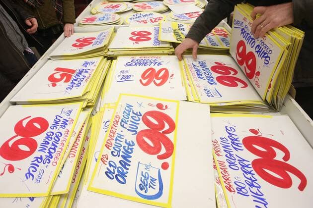 April 3, 2016 - Toronto, ON, Canada - TORONTO, ON - APRIL 3 - -Honest Ed goers look through piles of signs for purchase at Honest Ed s hand painted sign sale. Toronto Canada  - ZUMAt14_