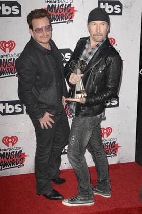 April 3, 2016 - Inglewood, California, United States - 03 April 2016 - Inglewood, California - Bono, The Edge of U2. iHeartRadio Music Awards held at The Forum. Photo Credit: Inglewood United States - ZUMAa123