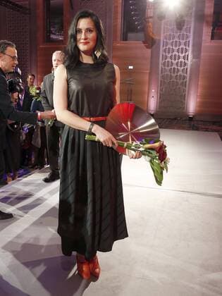 Anne-Christin Bansleben (Preisträgerin VICTRESS Science Award), bei der Verleihung VICTRESS Award 2016 im Hotel Titanic Chausseestr. Berlin.