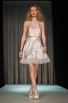 (160405) -- BUDAPEST, April 5, 2016 -- A model presents a creation of the Hungarian fashion brand Prieston, designed by Hungarian fashion designer Noemi Nagy during the Budapest Fashion Night in Budapest, Hungary, April 5, 2016. ) HUNGARY-BUDAPEST-FASHION SHOW AttilaxVolgyi 