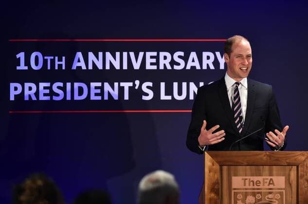 Prinz William feiert 10 Jahre Präsidentschaft des Englischen Fußballverbandes . 06 04 2016. London, United Kingdom. The Duke of Cambridge speaking at a lunch at Wembley Stadium in London, to mark his 10th anniversary as President of the Football Association.  xi-Imagesx xi-Imagesx IIM-12359-0012