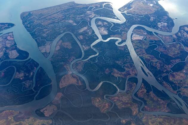  Luftbild, Mündungsdelta Fluss Irrawaddy, Mündungsgebiet im Golf von Martaban, Andamanensee, Myanmar, Asien Copyright: imageBROKER/JosefxBeck iblsbe04342326.jpg